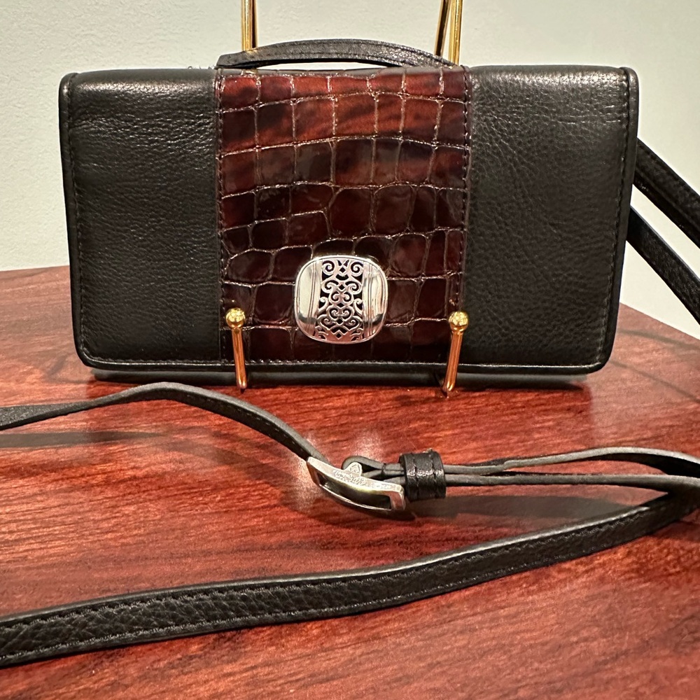 Brighton Elegant Black and Brown Women's Crossbody, EUC
